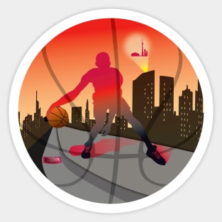 Basketball Street Baller Red and Black Colors Sticker